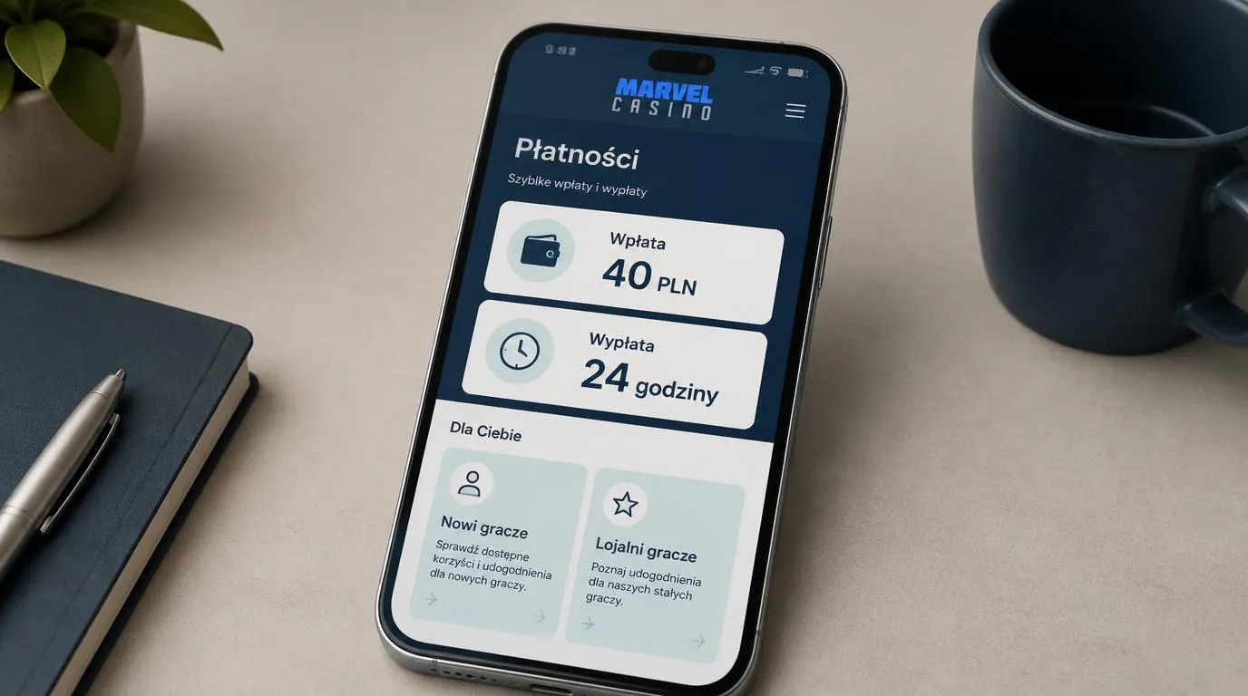 Telefon z panelem wpłaty 40 PLN, oznaczeniem wypłaty w 24 godziny i kartami bonusów
